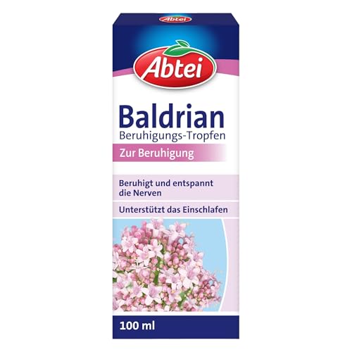 Abtei Baldrian Beruhigungstropfen - pflanzliches Beruhigungsmittel aus der Baldrianwurzel - beruhigt und entspannt die Nerven und unterstützt das Einschlafen - vegan - 1 x 100 ml