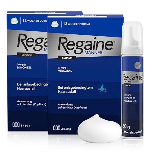 REGAINE Männer Schaum: 6-Monats-Vorrat mit 50 mg/g Minoxidil, regt das Haarwachstum an und stoppt Haarausfall bei Männern, 2 x 3 x 60 g