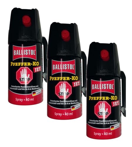 KO Pfefferspray Jet | Fog Verteidigungsspray | Abwehrspray Hundeabwehr | zur Selbstverteidigung | Sparset | Made in Germany (Jet 40 ML 3 STK)