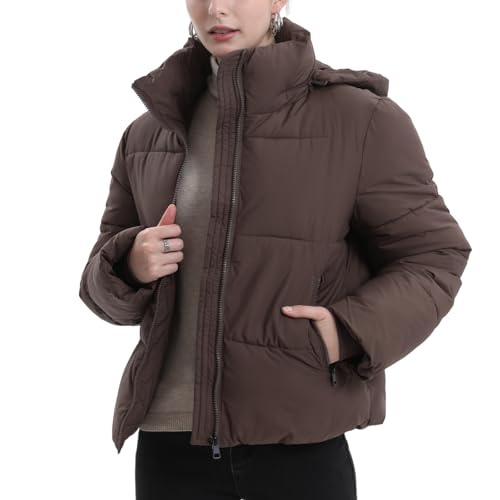 PUFFIT Damen Winter Jacke mit Kapuze Warmer Wasserdicht Winterjacke Steppmantel Female Jacken