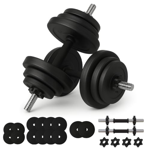 Lisaro® Hantelset 20/30/40 kg – Kurzhantel Set mit 2 Hanteln, Hantelscheiben & 4 Sternverschlüssen – Kurzhantelset für Krafttraining, Home Gym & Muskelaufbau – Rutschfester Griff (schwarz, 40 KG)