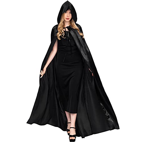 Myir Unisex Umhang mit Kapuze, Halloween Umhang für Erwachsene Cosplay Vampir Kostüm Halloween Kostüm (Schwarz, L)