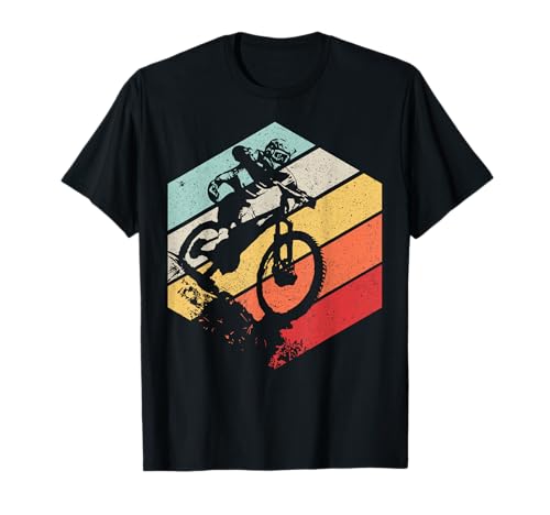 MTB Designs & Mountainbike Kollketion MTB Downhill Geschenk Retro T-Shirt für Herren, Schwarz, S, Crew Neck, Kurzarm, 100% Baumwolle, Mountain Biking, Outdoor-Abenteuer