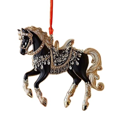 Pferd Weihnachten Ornament, Acryl Pferd Baum Dekor, Pferde Ornamente für Weihnachtsbaum, Ornament mit Strass Weihnachtsschmuck, Reitsport Thema Pferde für Mädchen Frauen Pferdeliebhaber,E