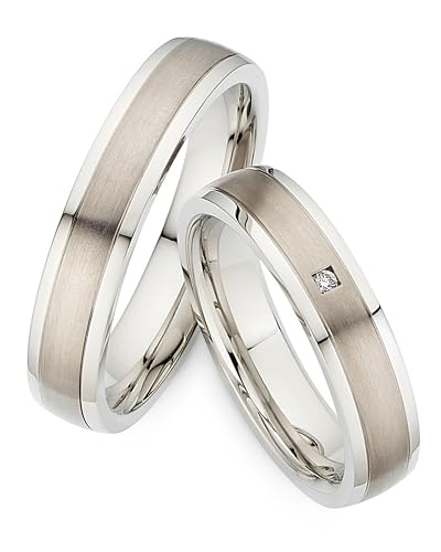 123traumringe Eheringe in Titan & Edelstahl I Partnerringe mit Brillant & Etui I Gravierbare Eheringe mit Ringgröße 50-70 mm I Edle Verlobungsringe in 4,5 mm Breite & 2 mm Stärke| S78