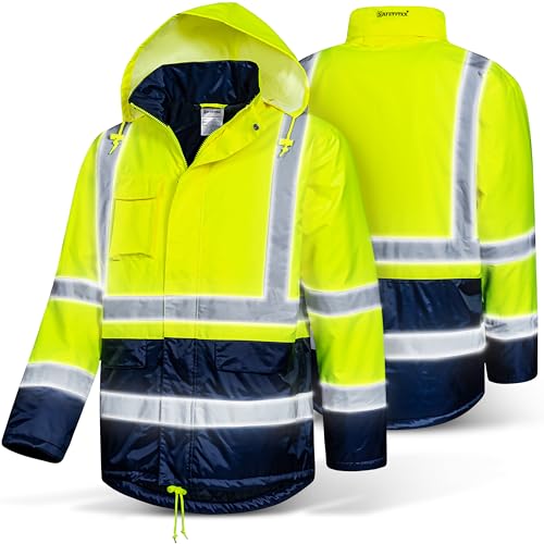 Safetytex Winter Warnschutz Parka - Arbeitsjacke - Warnschutzjacke - Outdoor Warnjacke - wasserdicht & winddicht - fluoreszierend gelb - Größe XL