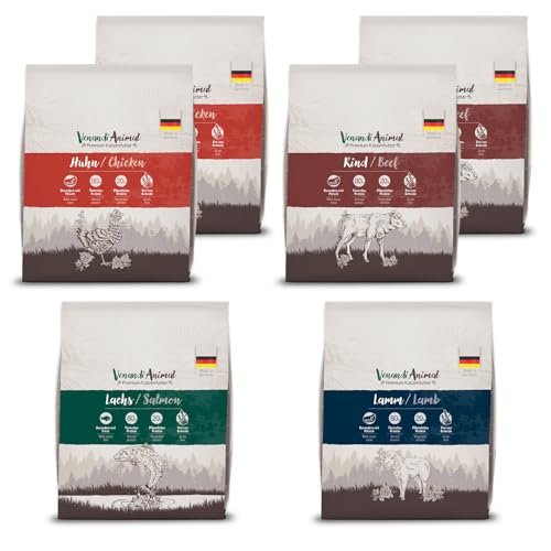 VenandiAnimal - Premium Trockenfutter für Katzen, Probierpaket 1, 6 x 0,3 kg (6er Pack), getreidefrei mit viel frischem Fleisch und Fisch
