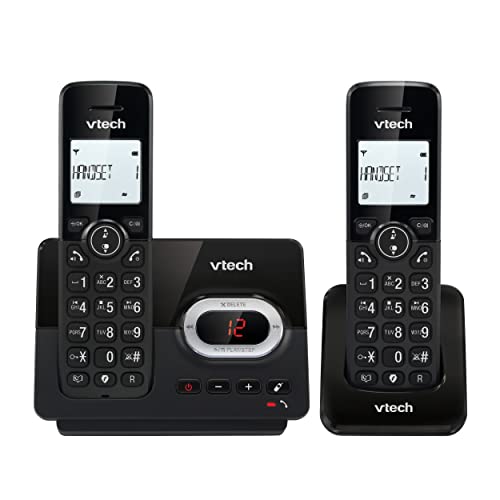 VTech CS2051 Schnurloses Telefon mit Anrufbeantworter und 2 Mobilteilen, ECO+ Modus,Senioren Telefon Festnetztelefon Anrufsperre, Freisprechfunktion, große Tasten, 1-Zeilen Display, Schwarz