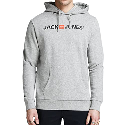 JACK & JONES Herren Kapuzenpullover (Light Grey Melange, XL)