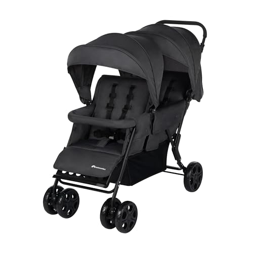 Bebeconfort Teamy Zwillings-Kinderwagen, Kompatker Geschwister-Kinderwagen, nutzbar ab der Geburst bis ca. 4 Jahre, 0-22 kg, Mineral Graphite