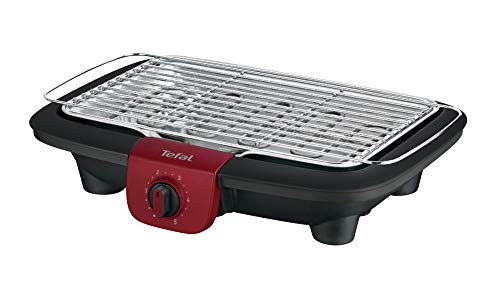 Tefal Easygrill Adjust Red Elektrogrill, 2300 Watt Tischgrill, 870 cm² Grillfläche, einfache Reinigung, Grillrost und Tropfschale spülmaschinenfest, vollständig zerlegbar, schwarz/burgunderrot, BG90E5