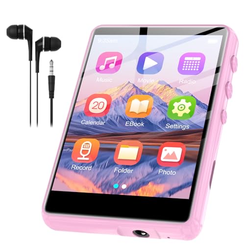 SWOFY 128GB MP3-Player mit Bluetooth 5.3-2,4-Zoll Touchscreen, HiFi-Klang, integrierter Lautsprecher, Aufnahmefunktion, FM-Radio, Kann auf 512 GB erweitert Werden (Rosa)