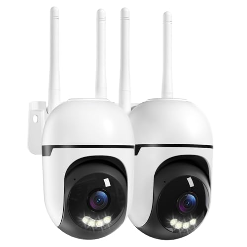 Suloron 2K Überwachungskamera Aussen, WLAN 360° Kamera 3MP 2.4G & 5G WiFi mit Farbiger Nachsicht, IP66, Zwei-Wege-Audio,Mensch Bewegungsmelder, Automatische Nachverfolgung, 24/7 Recording, 2er-Pack