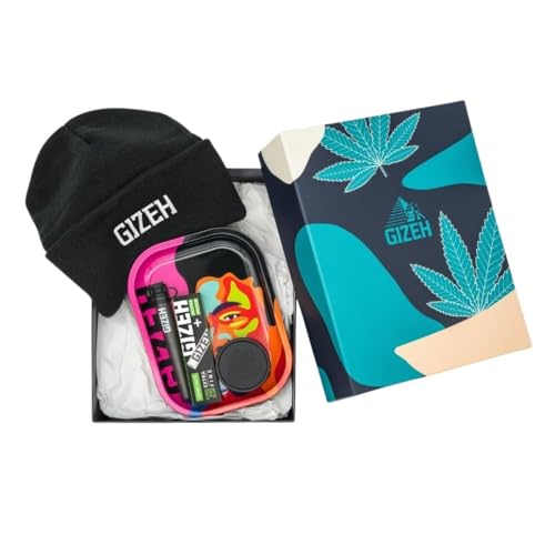 GIZEH Recreational Starter Kit – Rolling Set 5-teilig mit GIZEH BLACK King Size Slim + Active Filter, Jay Tube, Hemp Grinder, Metall Rolling Tray S & GIZEH Beanie