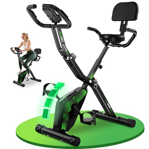 Neu Heimtrainer Fahrrad, SLUNSE 3-in-1 Hometrainer Fahrrad mit Handpulsmessung, Magnetisches Ergometer Heimtrainer mit Bequemem Sitzkissen, Leise & Bequem, 155kg Tragfähig, Home Trainer
