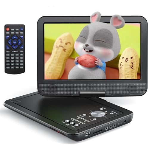 Yoton 12,5-Zoll Tragbarer DVD-Player mit 10,5-Zoll HD-Drehbildschirm, ideal fürs Auto, inkl. Autoladegerät, Netzteil, Akku, unterstützt USB/SD-Karte/TV-Sync [Kein Blu-ray]
