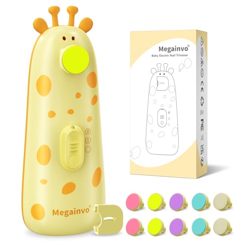 Elektrische Nagelfeile Baby Nagelpflegeset Elektrisch Nagelpflege Nail Trimmer Nagelschere Nageltrimmer Nail File Maniküre & Pediküre Set für Neugeborene Baby mit Licht, Gelb