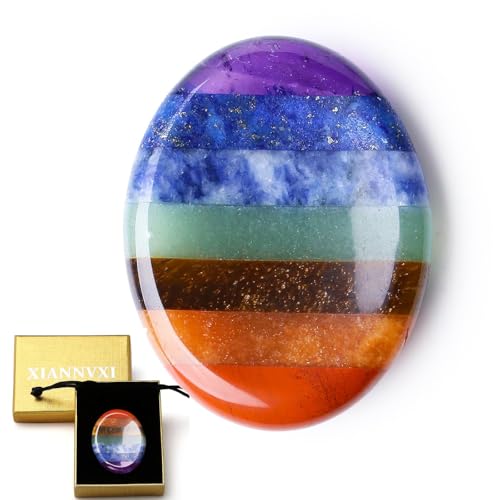 XIANNVXI Edelsteine Chakra Steine Heilsteine Kristalle Glücksstein Handschmeichler Stein Glücksbringer Kristall Edelstein Mutstein Worry Stone Bunte Steine Kleine Geschenke Esoterik Spirituelle Glück