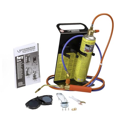 ROTHENBERGER Industrial Autogenschweiß- und Hartlötgerät Roxy Kit PLUS | umfangreiches SET inklusive MAXIGAS 400 ml, 1x Schlauchpaket, Tragegestell, Schweißerbrille, Brennerschlüssel etc.