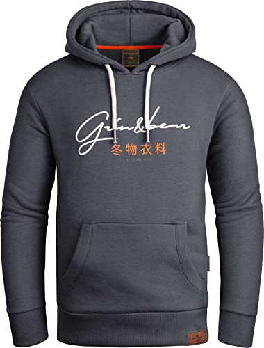 Grin&Bear Hoodie Herren Sweatshirt GEC703 Stahlgrau L