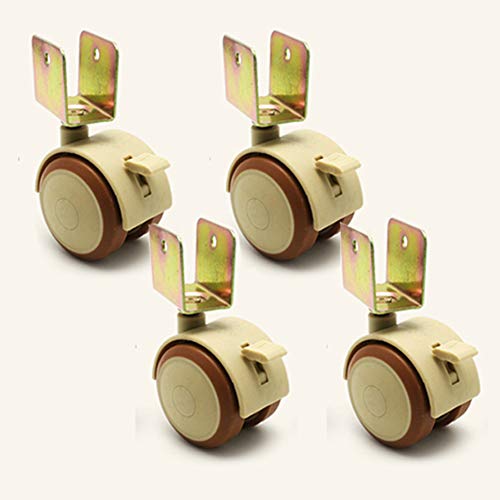 2 inch Krippenrollen U 20mm Sockel ABS + Gummiring Lautlos drehbar Leise Rollen Kinderbett Doppelrollen 100kg 360 ° Universal Mit Bremse, Für Tisch Lehrstuhl Büro Trolly 4 Packungen