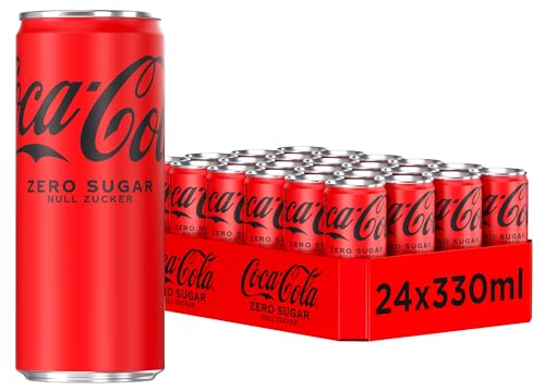 Coca-Cola Zero Sugar - koffeinhaltiges Erfrischungsgetränk mit originalem Coca-Cola-Geschmack - null Zucker und ohne Kalorien - in stylischen Dosen (24 x 330 ml)