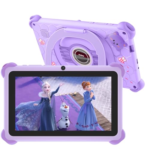 Android Kinder-Tablet 7 Zoll (17,8 cm) Quad Core, 2 GB RAM, 32 GB ROM, 128 GB Erweiterung, Kindersicherung, Lerntablet und Unterhaltung mit Schutzhülle, stoßfest, WLAN, Youtube, Google Play