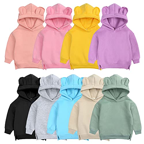 Kawaii Hoodie Baby Mädchen Junge Langarm Pullover Cute Bärenohren Kapuzenpullover Einfarbig Baumwolle Sweatshirt mit Kapuze Mode Sweatjacke Sport Pulli (Green, 6-9 Months)