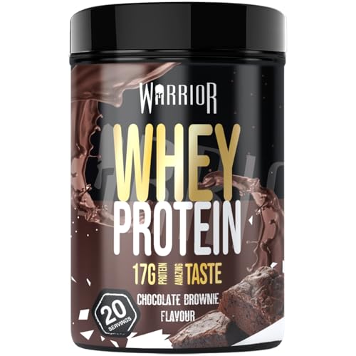 Warrior Whey Proteinpulver 500g (Schoko-Brownie) – muskelaturaufbau & Regeneration – Protein-Shake mit BCAAs, kohlenhydratarm & lecker – 20 Portionen für Fitness, Training & Sporternährung