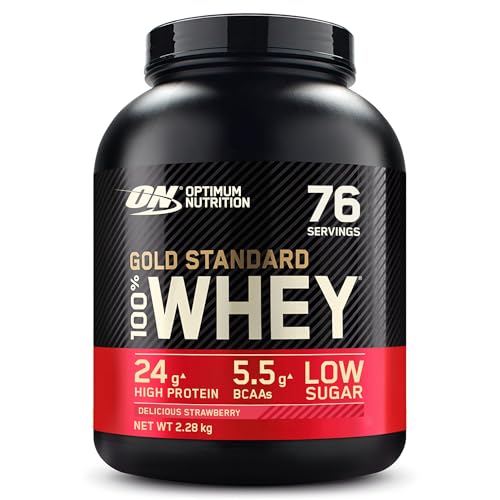 Optimum Nutrition Gold Standard 100% Whey, Proteinpulver, Geschmack Delicious Strawberry, 2.28kg, 76 Portionen