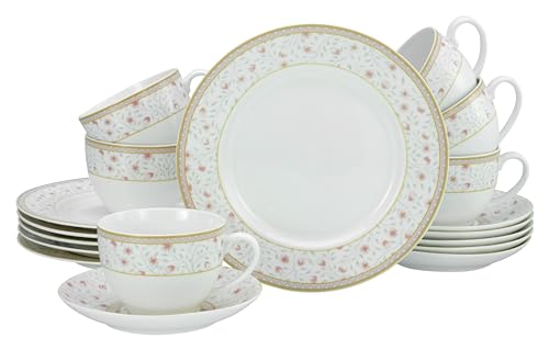 CreaTable, 17527, Serie Emilia (New Bone China), 18-teiliges Geschirrset, Kaffeeservice aus Porzellan, spülmaschinen- und mikrowellengeeignet, Qualitätsproduktion