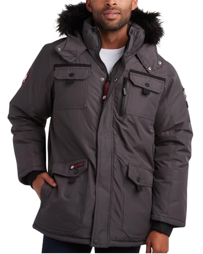 CANADA WEATHER GEAR Herren-Parka, schwere Ripstop-isolierte ThermaFoil gefütterte Puffer-Winterjacke für Herren (Größe M-XXL), Dunkelgrau, X-Large