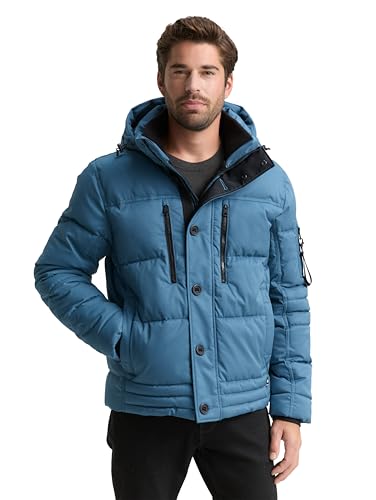 Tom Tailor Herren 1046971 Pufferjacke Mit Abnehmbarer Kapuze, 38224 - Real Teal Blue, XL EU