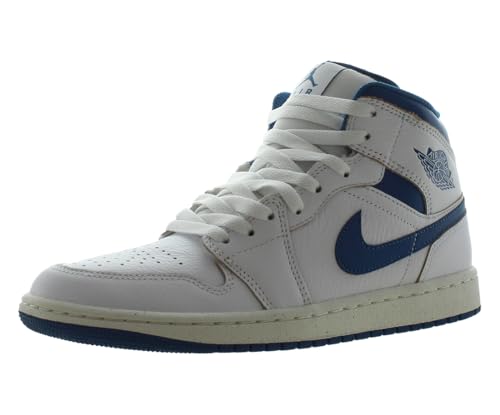 Nike Air Jordan 1 Mid SE modische Herren-Sneaker, Weiß/Blau, Größe 42, White Industrail Blue Sail, 42.5 EU