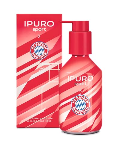 ipuro x FC Bayern München Handseife - Belebender Duft mit Grapefruit, Apfel & Sandelholz Duft - Flüssigseife - Seifenspender - Handpflege - flüssige Handseife - FC Bayern Fanartikel (250ml)
