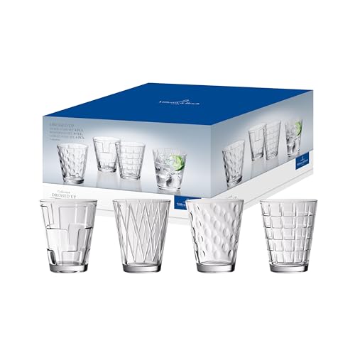 Villeroy & Boch – Dressed Up Wasserglas Set 4 teilig, 310 ml, Spülmaschinenfest, Besondere Trinkgläser, Gläser Wasser, Trinkglas Set, Saftgläser, Kristallglas