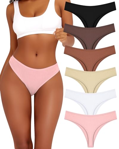 ALL OF ME 6er Pack Baumwolle String Tanga Damen Unterhosen Sexy Unterwäsche Dessous Frauen Cotton Slips Underwear Thongs Women Panties Mehrpack S-XL,A-6,M