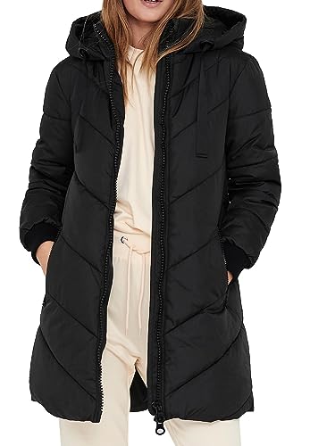 JDY Damen Steppjacke JDYSkylar Padded gesteppter Parka mit Kapuze 15207784 Black/Black L