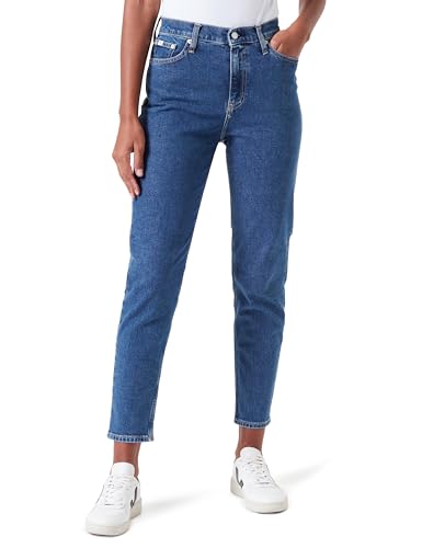 Calvin Klein Jeans Mom Jean Konisch Zulaufend, Damen, Denim (Denim Dark), 30W