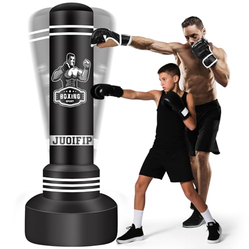 NZQXJXZ Boxsack Stehend für Erwachsene, 175 cm Schwerer Boxsack- Männer Stehboxsack Aufblasbarer Kickboxsack Kinder für Reaktionstraining MMA Muay Thai Fitness Taekwondo