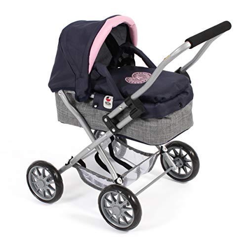 Bayer Chic 2000 555 26 - Puppenwagen Smarty, für Kinder ab 2 Jahren, Melange grau-Navy, 56 x 37 x 56 cm