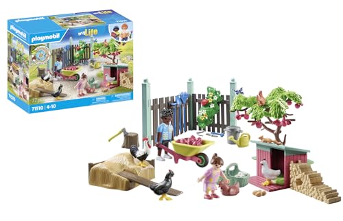 PLAYMOBIL myLife 71510 Kleine Hühnerfarm im Tiny House Garten, vielfältiger Hof mit Tieren und Accessoires, spielerisches Kennenlernen der Umwelt, nachhaltiges Spielzeug für Kinder ab 4 Jahren
