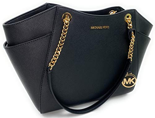 Michael Kors – Große Schultertasche mit Kette für Damen, Jetset, Reisen, (Schwarzes PVC), Large