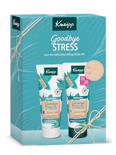Kneipp Geschenkset Goodbye Stress - Enthält 1x Wirkdusche & 1x Bodylotion - Goodbye Stress: Erfrischender Duft mit natürlichem ätherischen Rosmarinöl und Wasserminzextrakt - 2 x 200ml