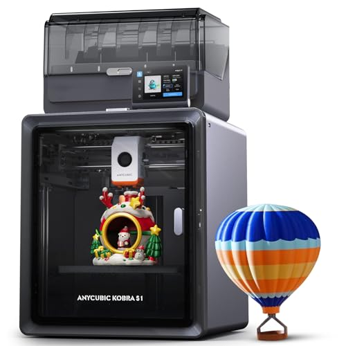 Anycubic Kobra S1 Combo 3D-Drucker Mehrfarbig für Amazon, Trocknung Filament während des Drucks, 600 mm/s Hochgeschwindigkeit, KI-Überwachung Intelligenter Druck, Druckgröße 250 x 250 x 250 mm