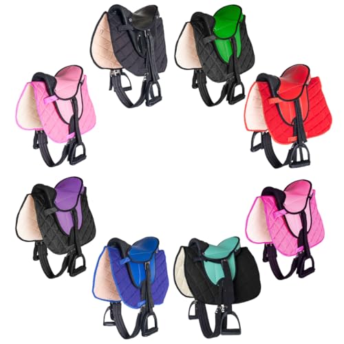 PFIFF 103106 Sattelset für Shettys oder Holzpferde, Komplettset, Kindersattel, Schwarz