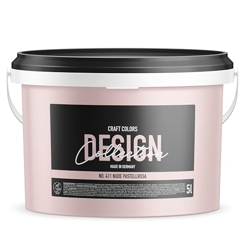 Craft Colors® 5L hochwertige Wandfarbe edelmatt, Kreidefarbe made in Germany, DESIGN Collection No. 411 Nude Pastellrosa