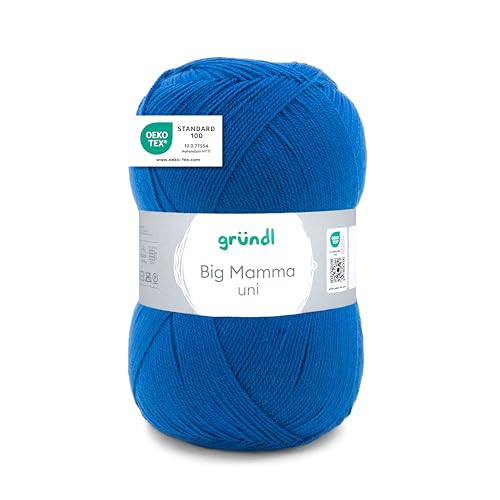 Gründl Wolle Big Mamma uni - XXL Wolle zum Stricken - Strickgarn - Weich und hautfreundlich - 100% Polyacryl - 1 Knäuel 400 g / 1040 m - Nadelstärke 3,5-4,5 - jeans