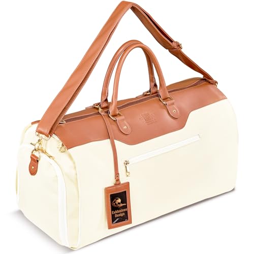 Wandelbarer Kleidersack, Handgepäck, wasserabweisend, Geschenke für Männer, Frauen, Business 2 in 1 hängender Koffer, Anzug, Reisetaschen, Faltbare Business Weekender Tasche mit Schuhfach, Beige