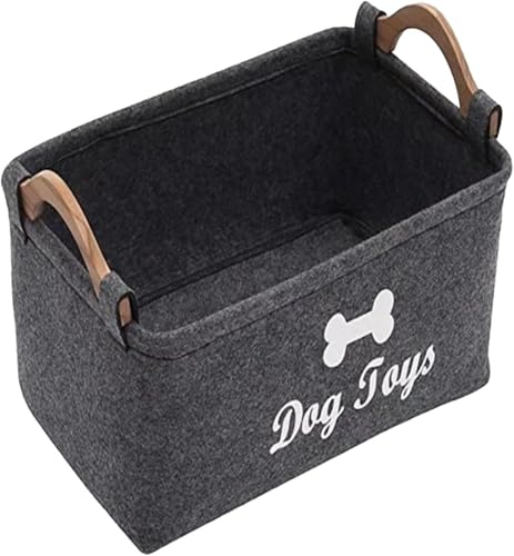 TSQZE Aufbewahrungskorb Für Hundespielzeug, Filz Aufbewahrungsbox, Faltbare Spielzeugkiste Für Hund Mit Griff, Für in Dem Tierbedarf Und Haustierspielzeug Aufbewahrt Werden